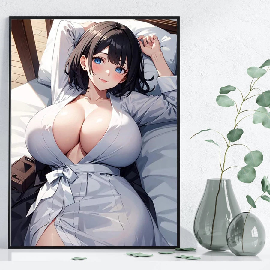 Hot Sexy Beauty Canvas Wall Art, Anime Girl Canvas Poster, Cartoon Anime Prints Poster For Living Room Home Decor Frameless