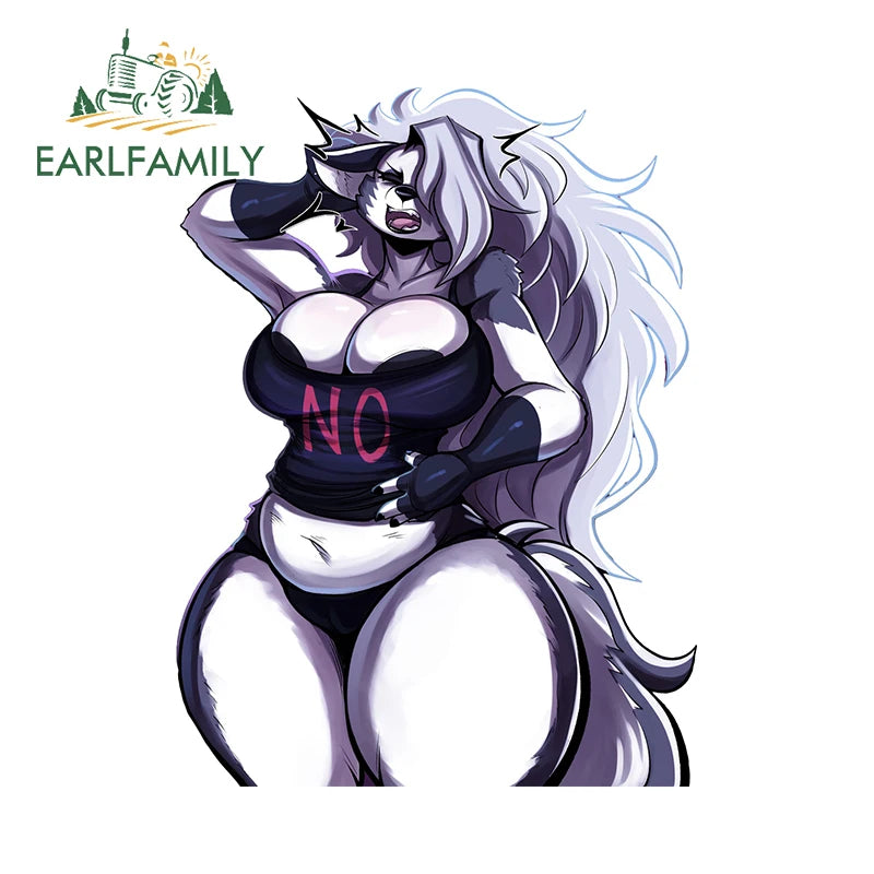 EARLFAMILY 13cm x 8.8cm Helluva Boss Furry Decal Loona Waifu Boobs Ahegao Original NSFW Car Stickers Personality Graphics