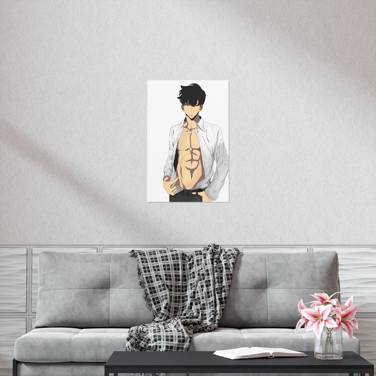 Affiche de mise à niveau solo du beau mannequin Sung Jinwoo - Affiche verticale mate de qualité supérieure - Décoration murale Anime Manhwa de Sung Jin Woo