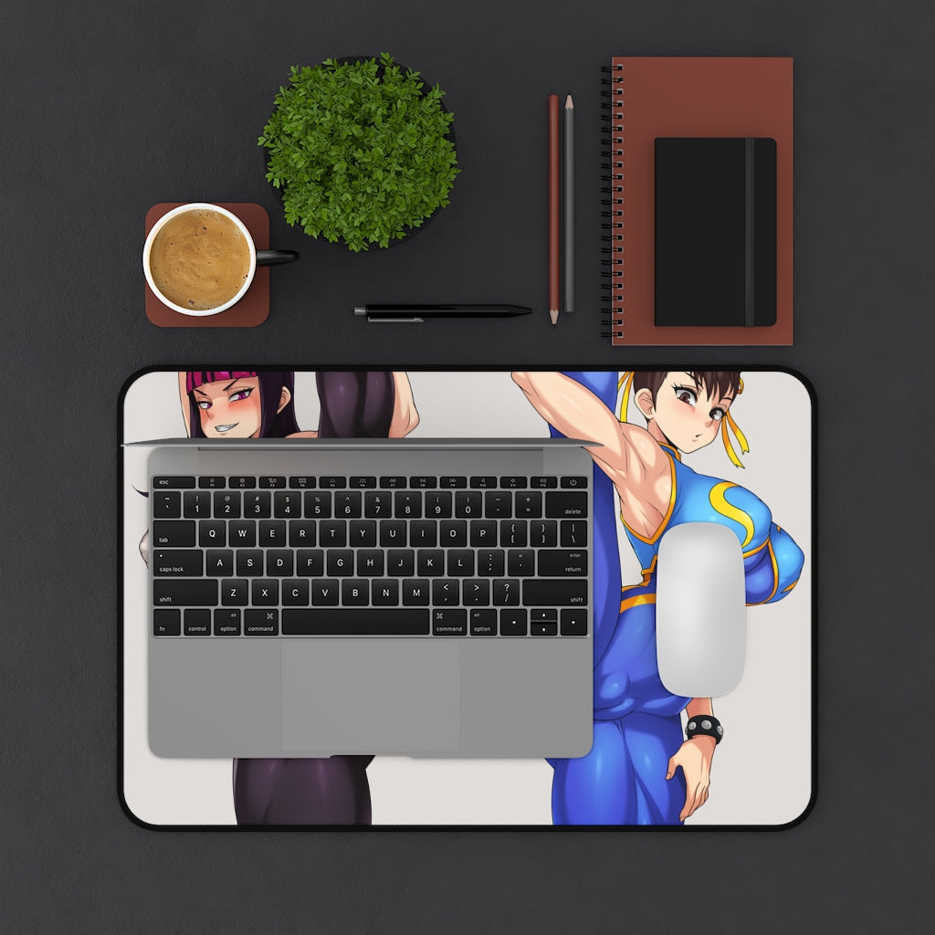 Street Fighter Sexy Mousepad - Juri And Chun Li Large XXL Gaming Desk Mat - Ecchi Playmat