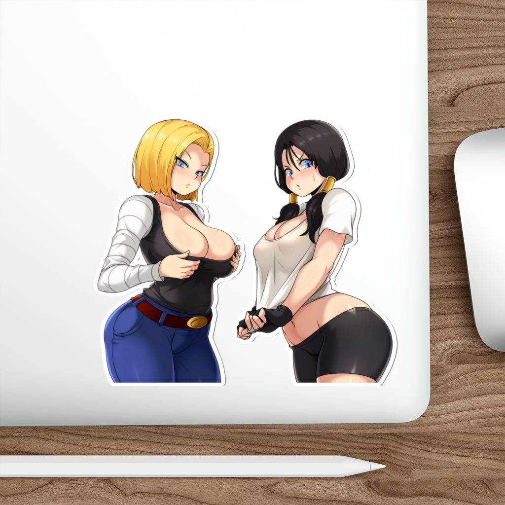 Dragon Ball Z Ecchi Waterproof Sticker - Thicc Baddies Android 18 and Videl Vinyl Anime Decal