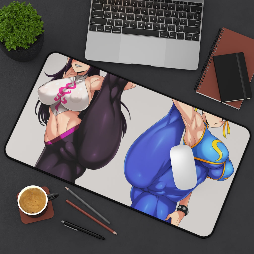 Street Fighter Sexy Mousepad - Juri And Chun Li Large XXL Gaming Desk Mat - Ecchi Playmat