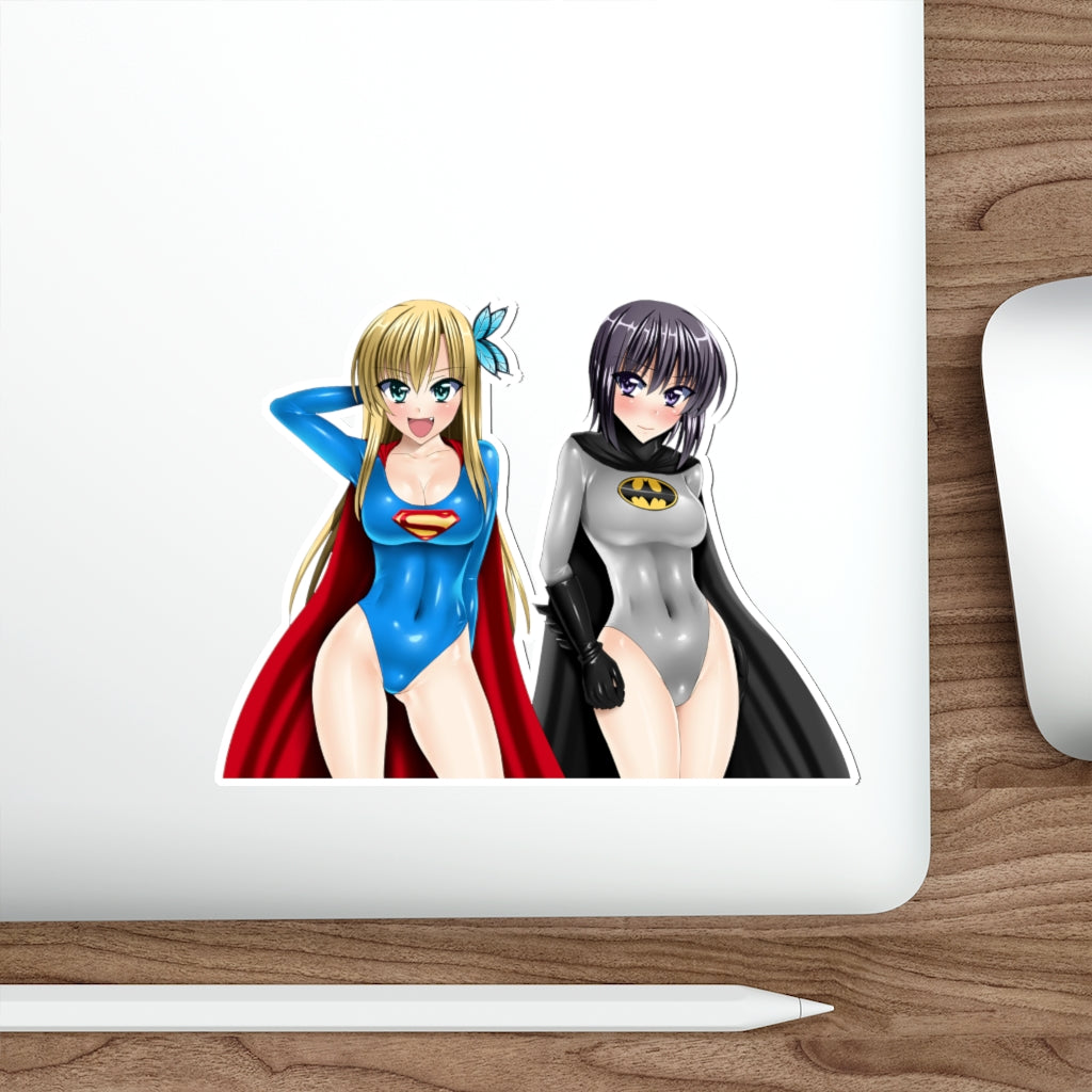 Super and Bat Waifus Waterproof Sticker - Ecchi Vinyl Decal