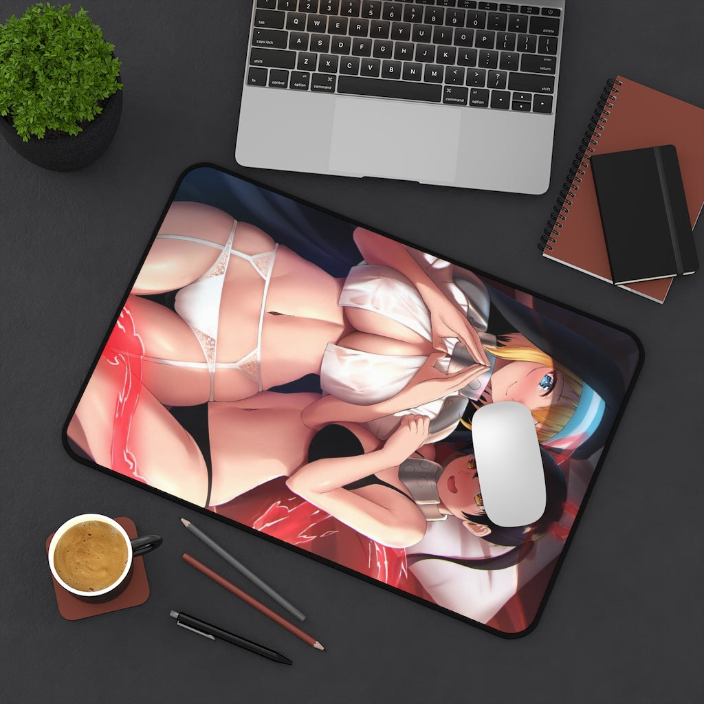 Fire Force Sexy Lingerie Waifus Iris and Tamaki Gaming Desk Mat - Anime Mousepad - Sexy Girl Playmat