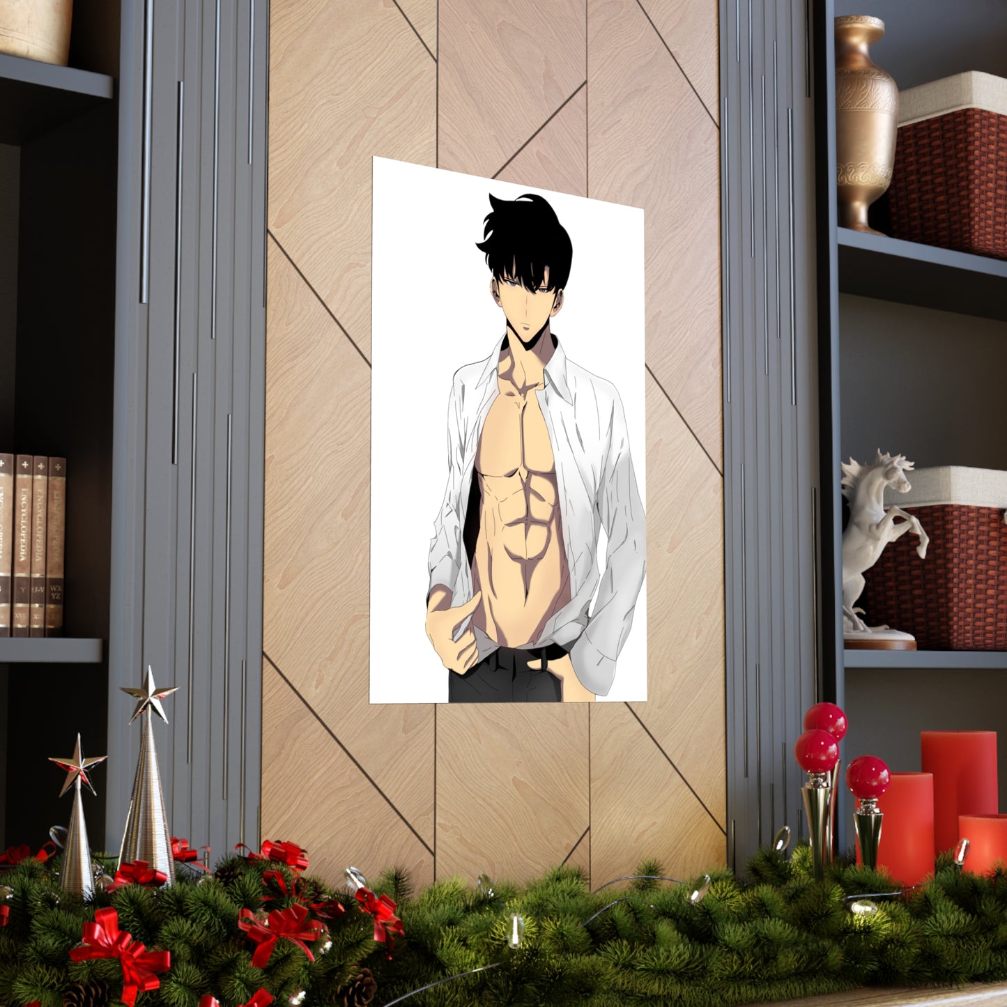 Affiche de mise à niveau solo du beau mannequin Sung Jinwoo - Affiche verticale mate de qualité supérieure - Décoration murale Anime Manhwa de Sung Jin Woo