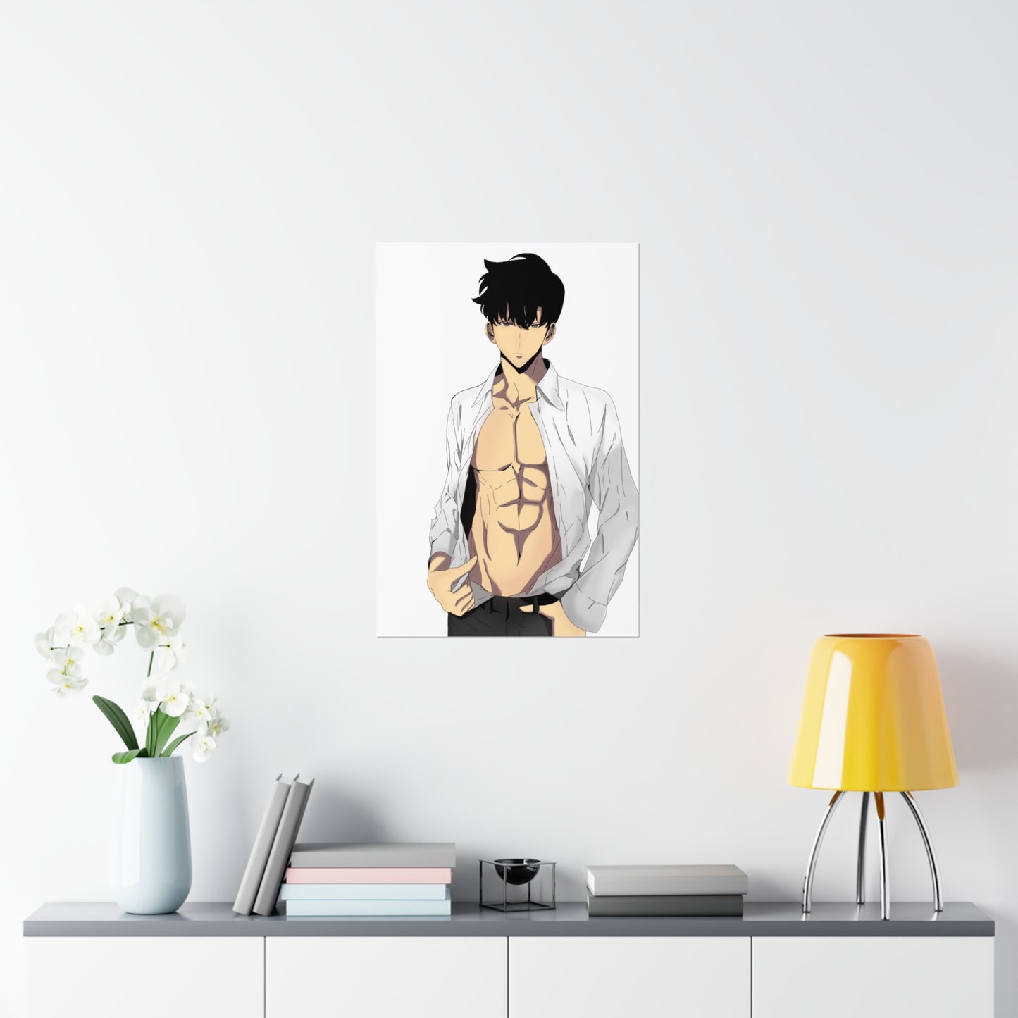 Affiche de mise à niveau solo du beau mannequin Sung Jinwoo - Affiche verticale mate de qualité supérieure - Décoration murale Anime Manhwa de Sung Jin Woo