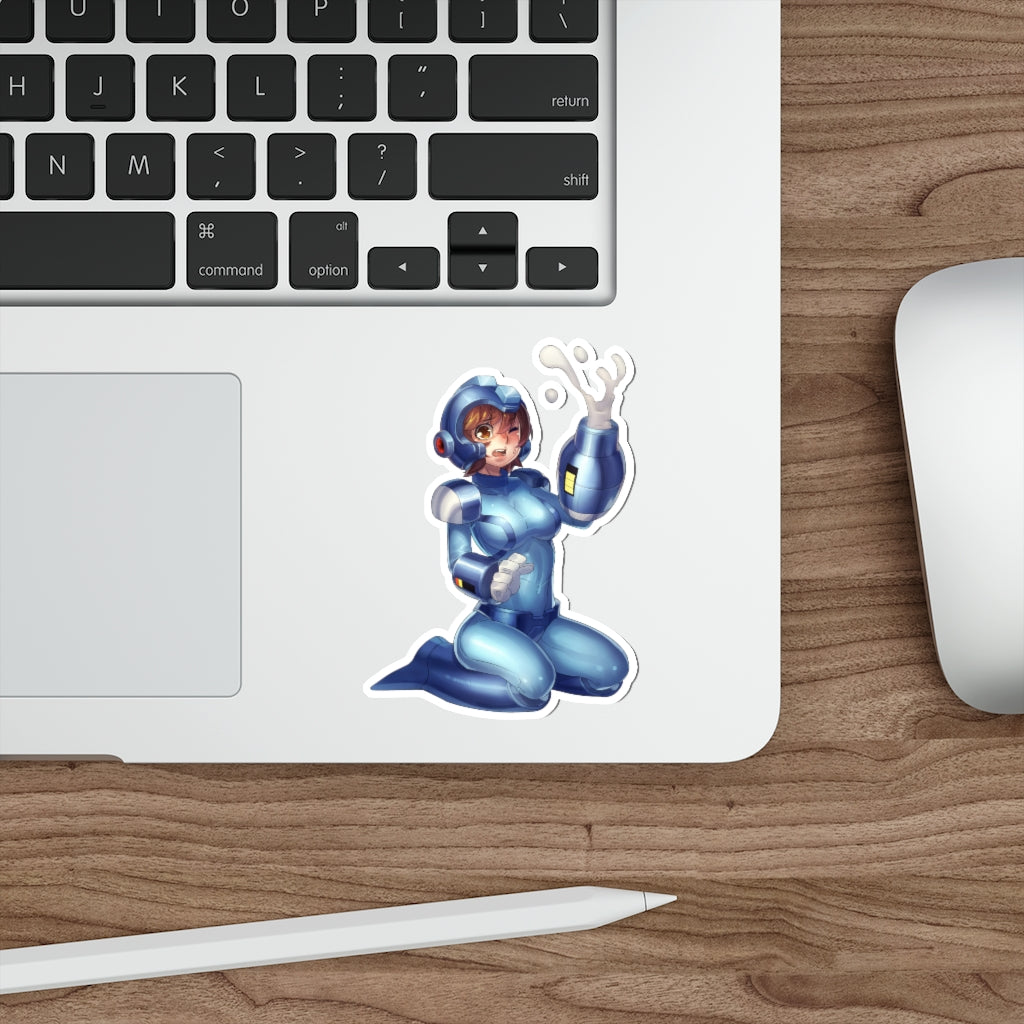 Female Megaman Shoot Waterproof Sticker - Ecchi Vinyl Decal