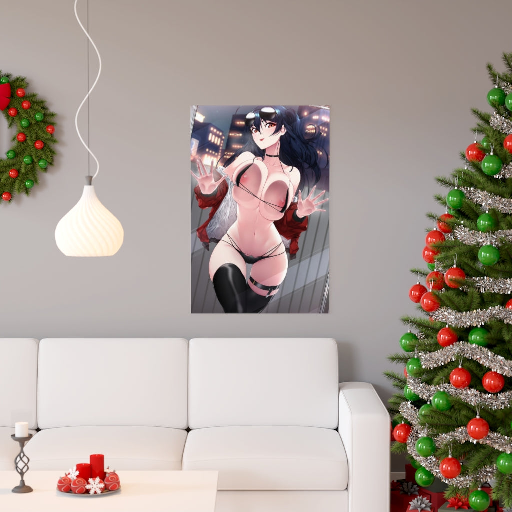 Affiche de Taihou Azur Lane avec seins nus pressés - Affiche verticale mate de qualité supérieure obscène - Art mural pour adultes