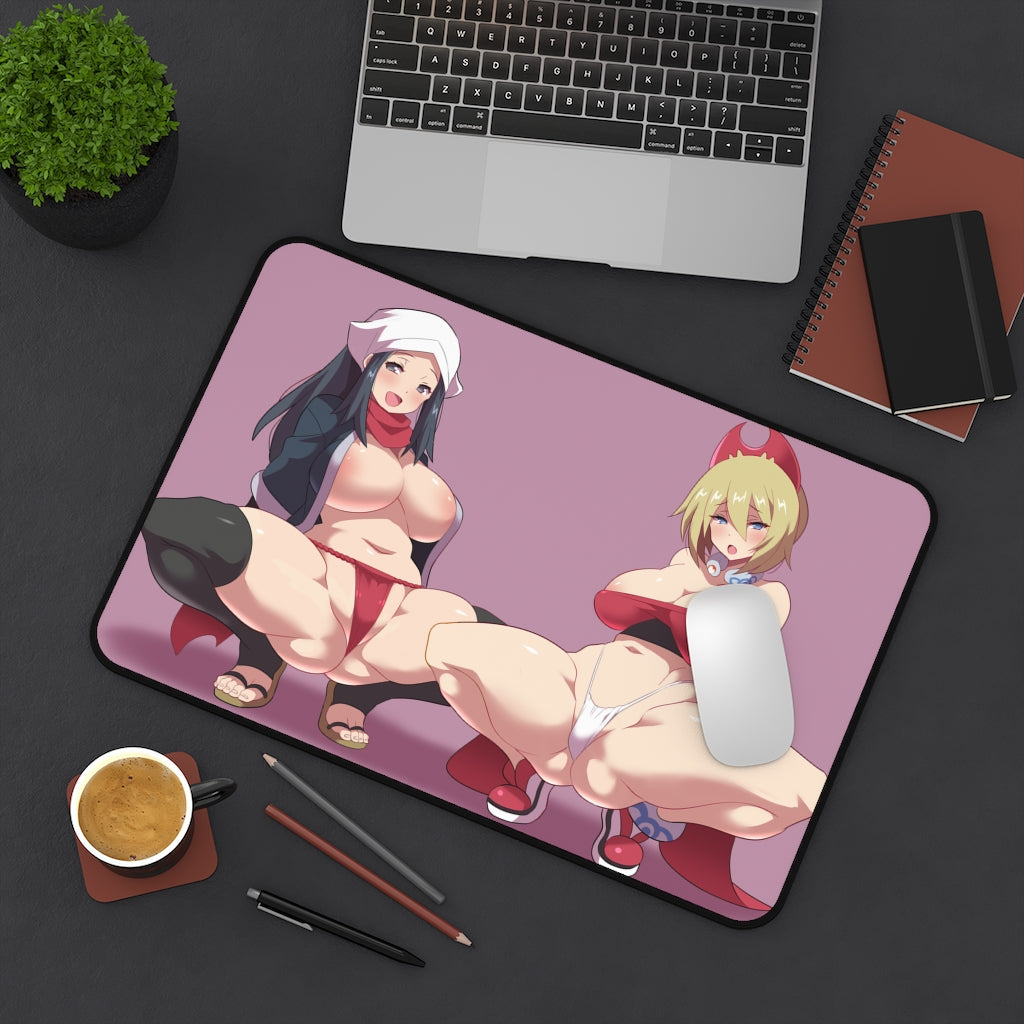 Akari and Irida Pokemon Lewd Waifus Desk Mat - Sexy Anime Girls Mousepad - Gaming Playmat