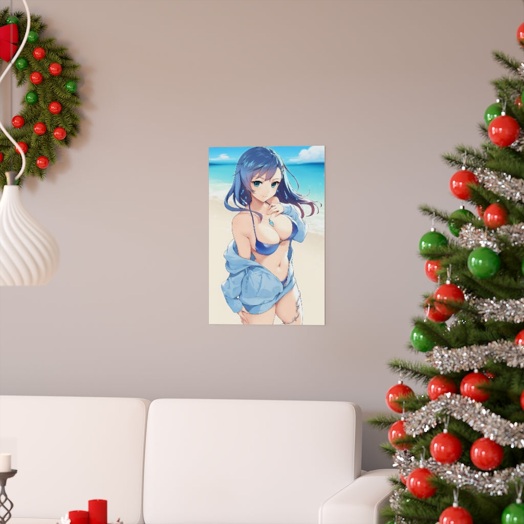 Affiche Ecchi de Maria Traydor en bikini avec étoile de mer - Affiche verticale mate de qualité supérieure obscène - Art mural pour adulte