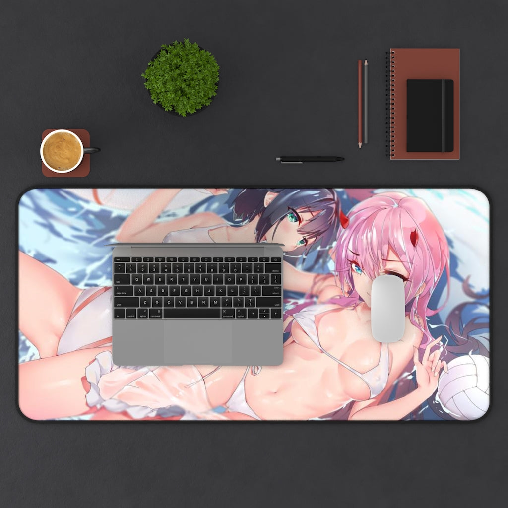 Bikini Zero Two and Ichigo Darling In The Franxx Desk Mat - Non Slip Mousepad