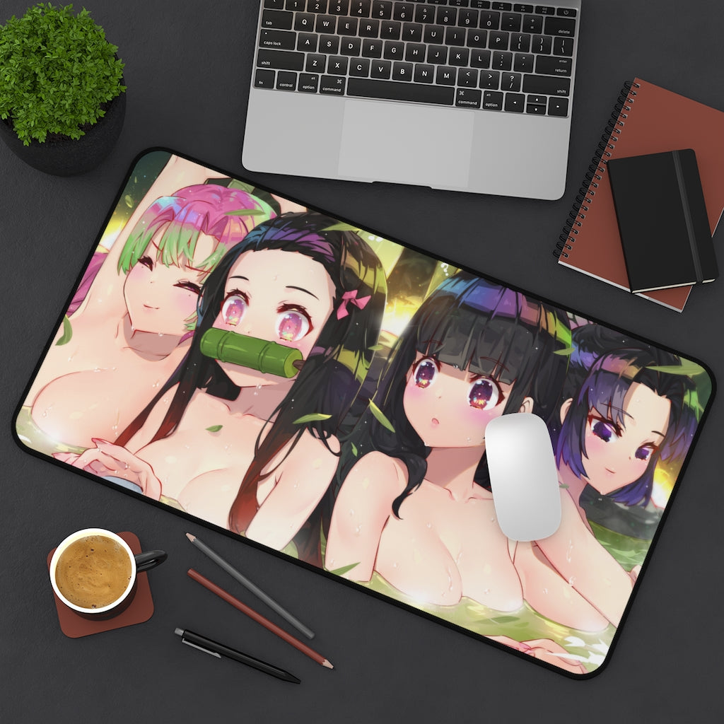 Nezuko Shinobu Mitsuri and Kanao Demon Slayer Nude Bath Bamboo Forest Mousepad - Gaming Playmat