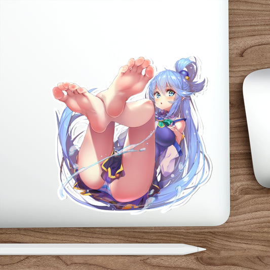 Autocollant imperméable Konosuba Aqua Sexy Feet - Autocollant en vinyle Ecchi