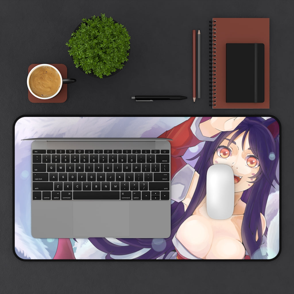 Ahri Nine Tailed Fox Sexy Mousepad - League of Legends Ecchi Desk Mat - LoL Kitsune Gaming Playmat