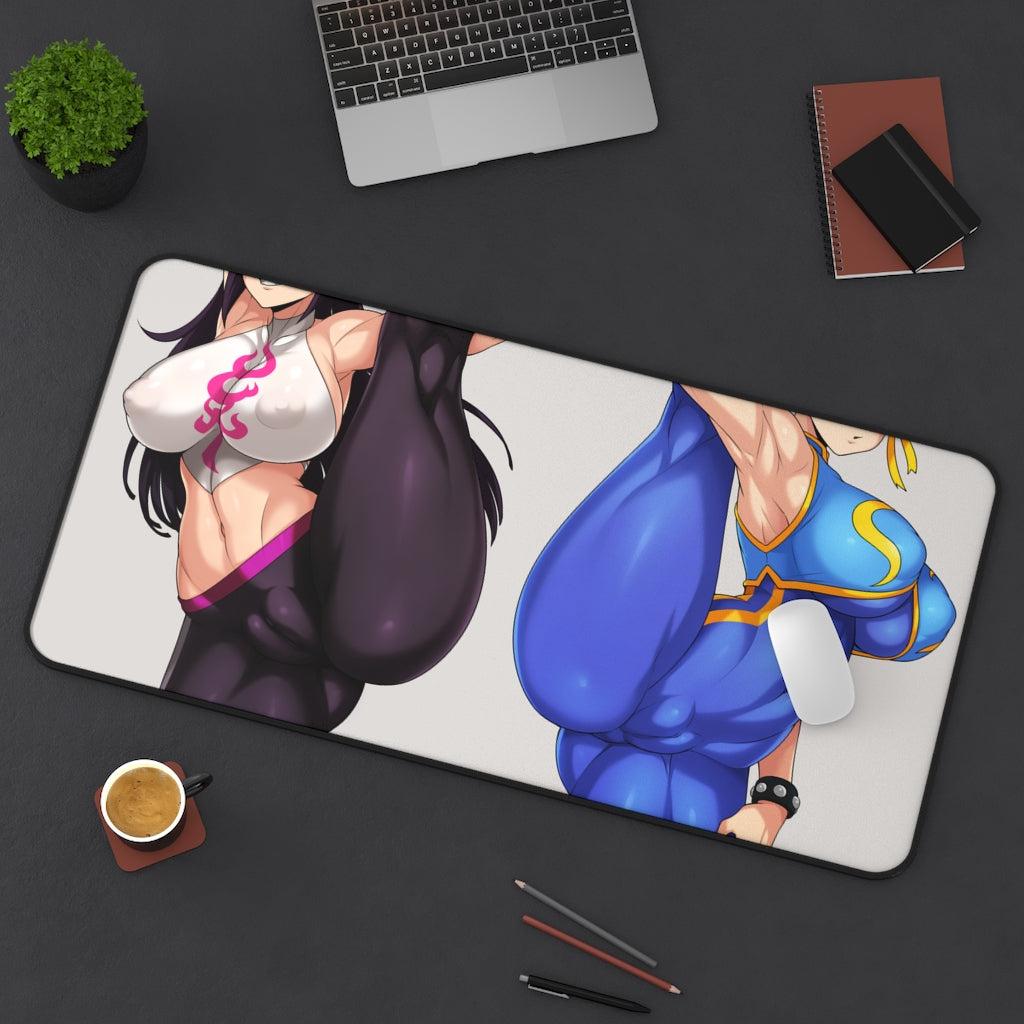 Street Fighter Sexy Mousepad - Juri And Chun Li Large XXL Gaming Desk Mat - Ecchi Playmat