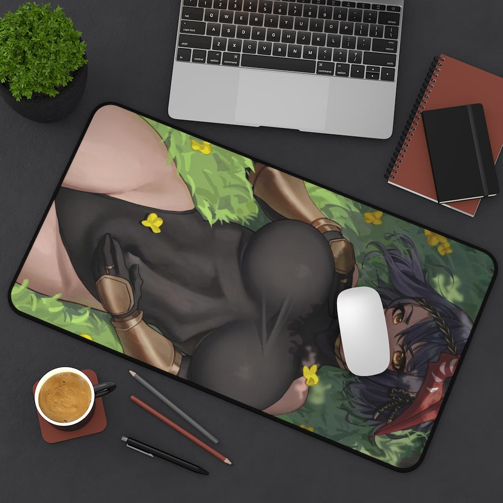 Genshin Impact Kujou Sara Big Boobs Bodysuit Desk Mat - Non Slip Mousepad