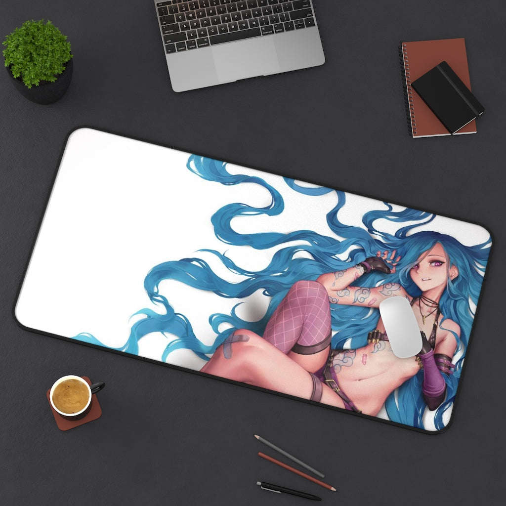 Arcane Mousepad - Sexy Jinx Large Desk Mat - League Of Legends Ecchi Mouse Pad