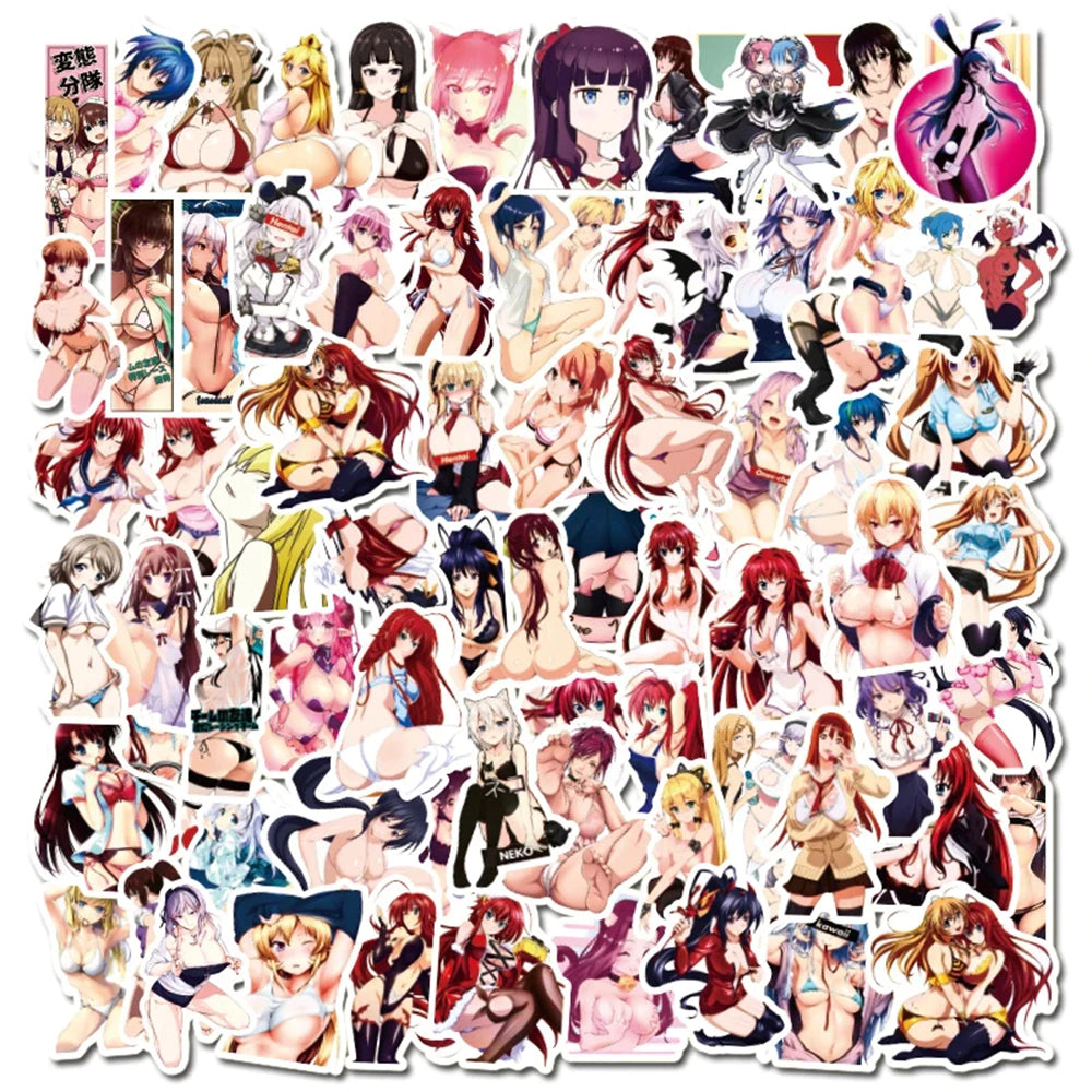 Anime sexy Stickers | 50/100Pcs - sexy Anime | Sexy Waifu Stickers | for Laptop ,Mobile, Luggage ,Car Sticker.