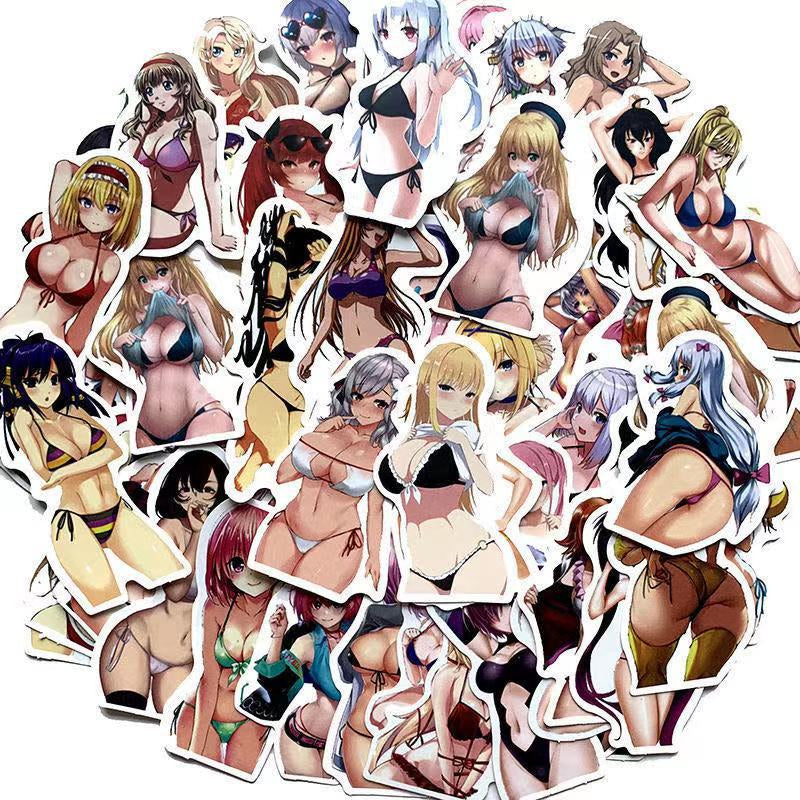 Anime Girls Stickers | 50/100Pcs - Kawai Anime | Anime Waifu Stickers | for Laptop ,Mobile, Luggage ,Car Sticker.