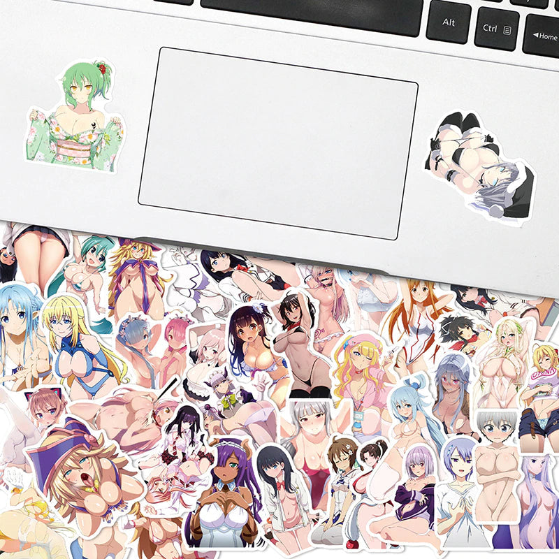 Anime Girls Stickers | 50/100Pcs - Kawai Anime | Anime Waifu Stickers | for Laptop ,Mobile, Luggage ,Car Sticker.