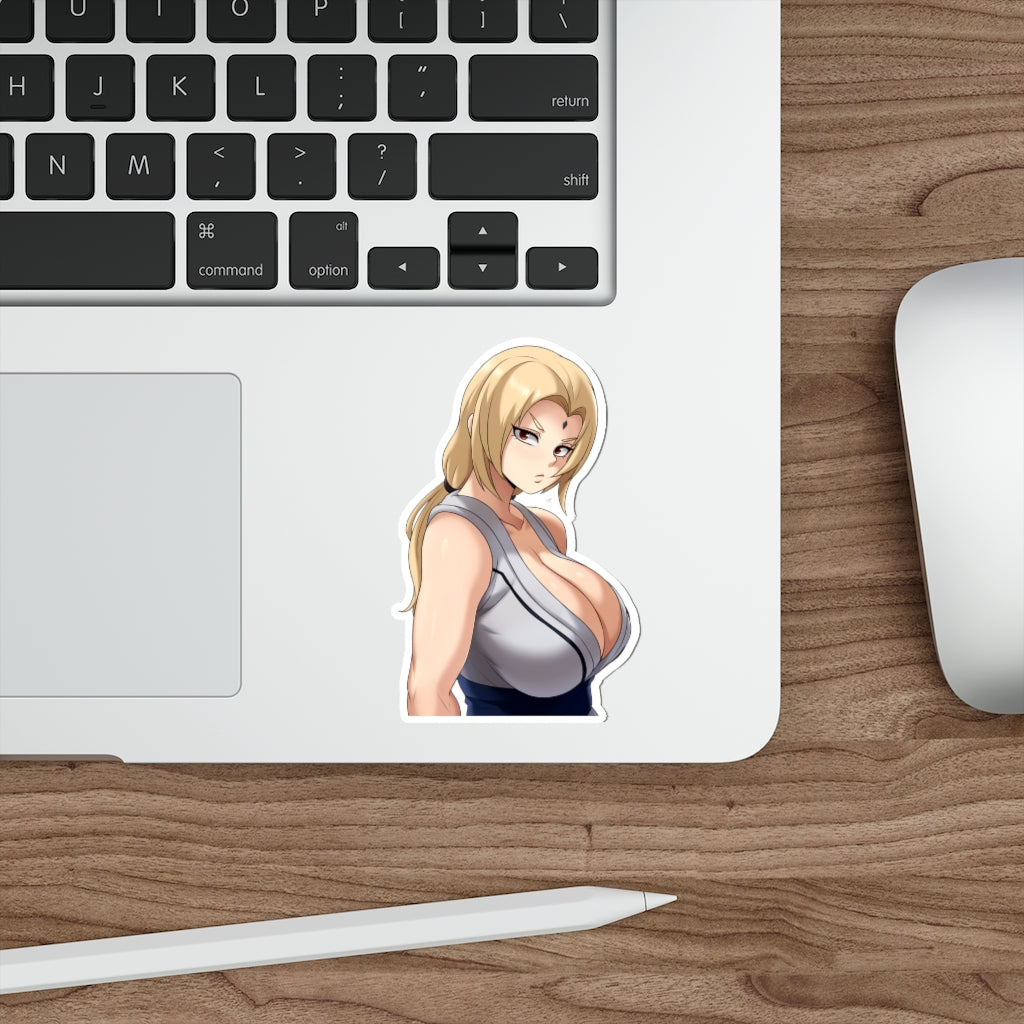 Busty Tsunade Naruto Peeker Waterproof Sticker - Ecchi Vinyl Decal