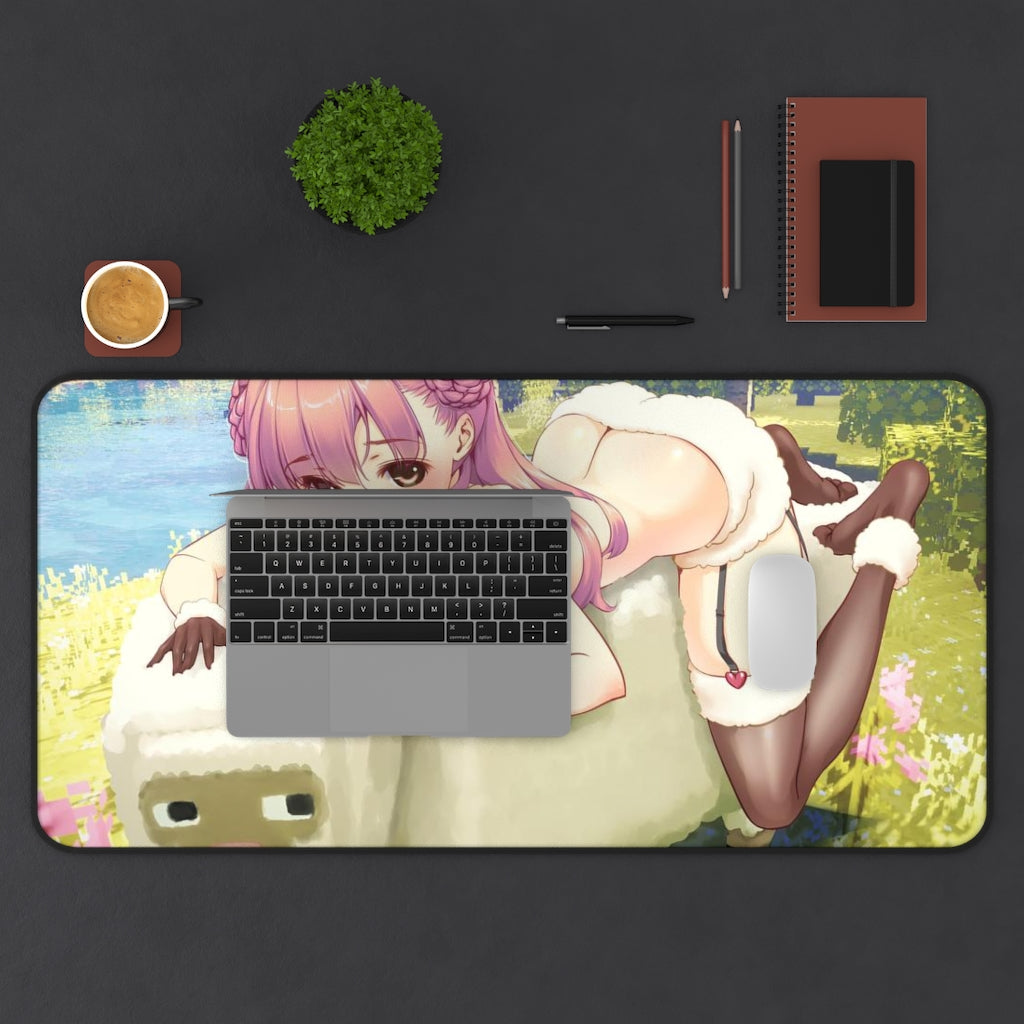 Minecraft Sexy Mousepad - Sheep Waifu Gaming Desk Mat - Large Ecchi Mouse Pad