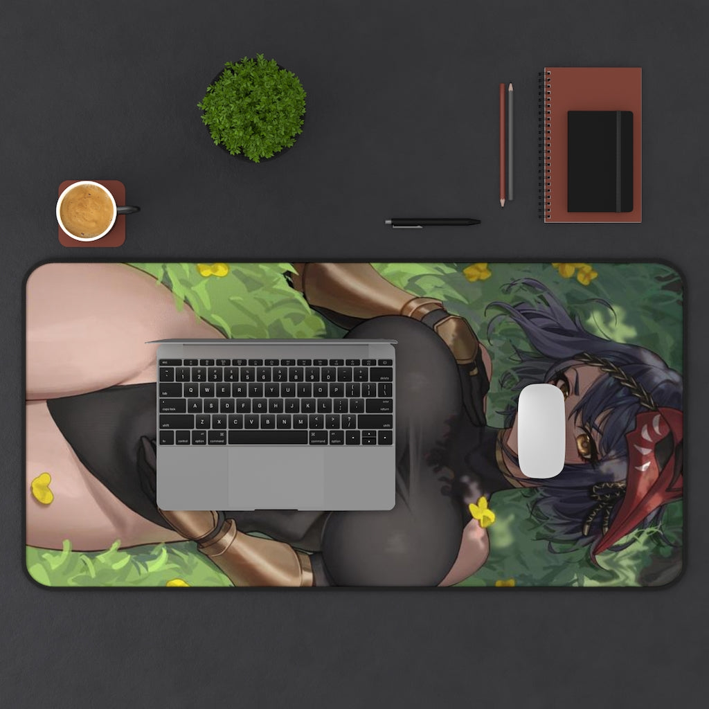 Genshin Impact Kujou Sara Big Boobs Bodysuit Desk Mat - Non Slip Mousepad