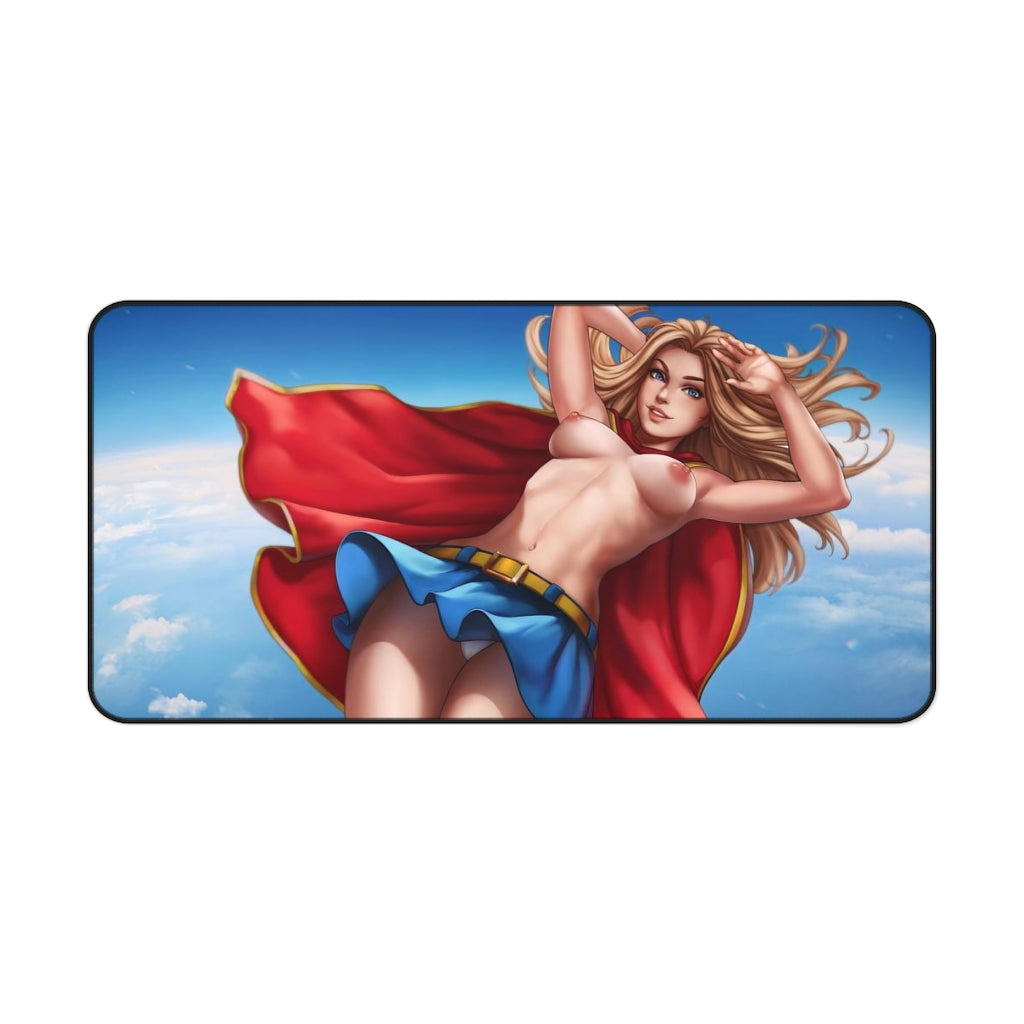 Topless Supergirl Desk Mat - Lewd Mousepad - Comic Book Girl Playmat