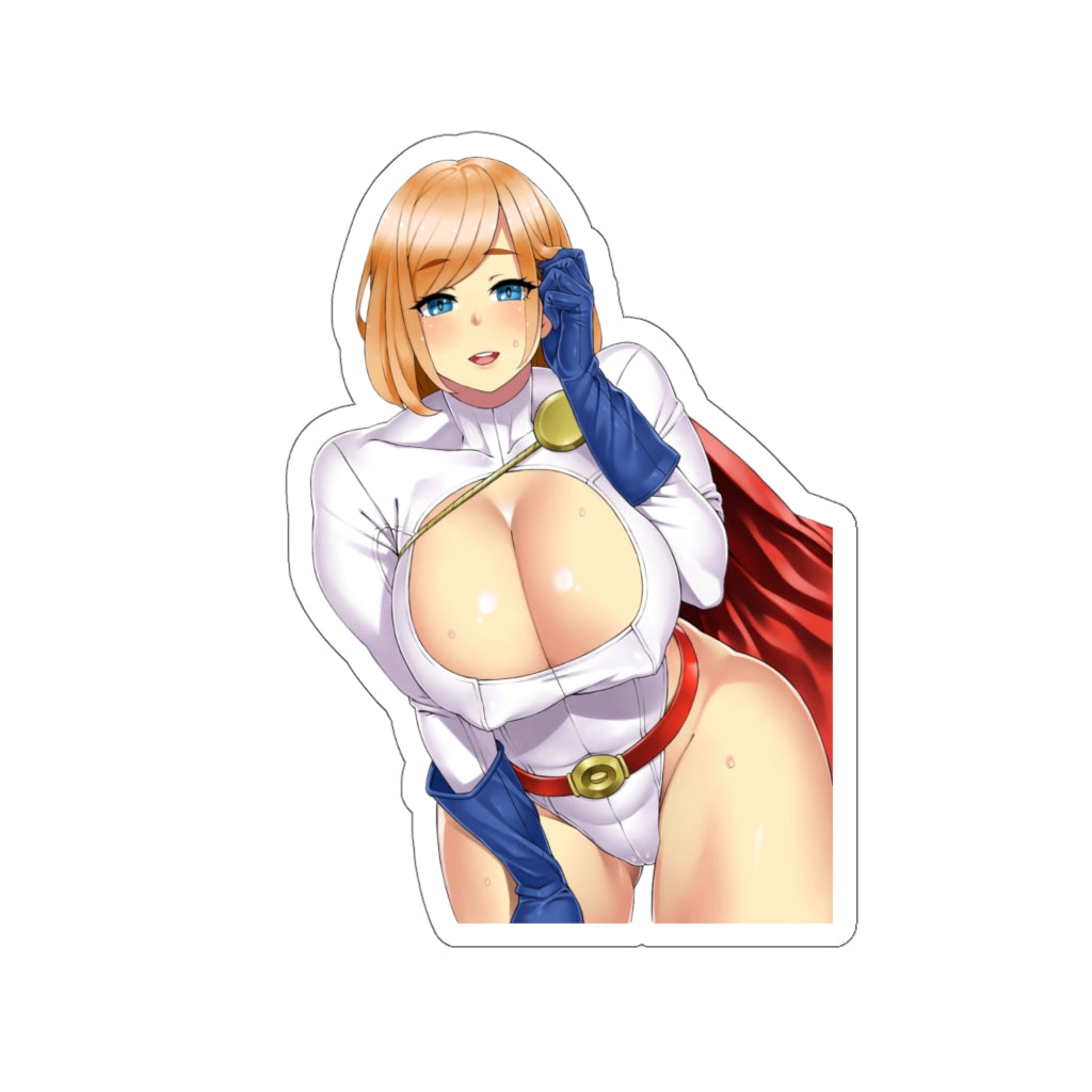 Busty Power Girl Waterproof Sticker - Ecchi Vinyl Decal