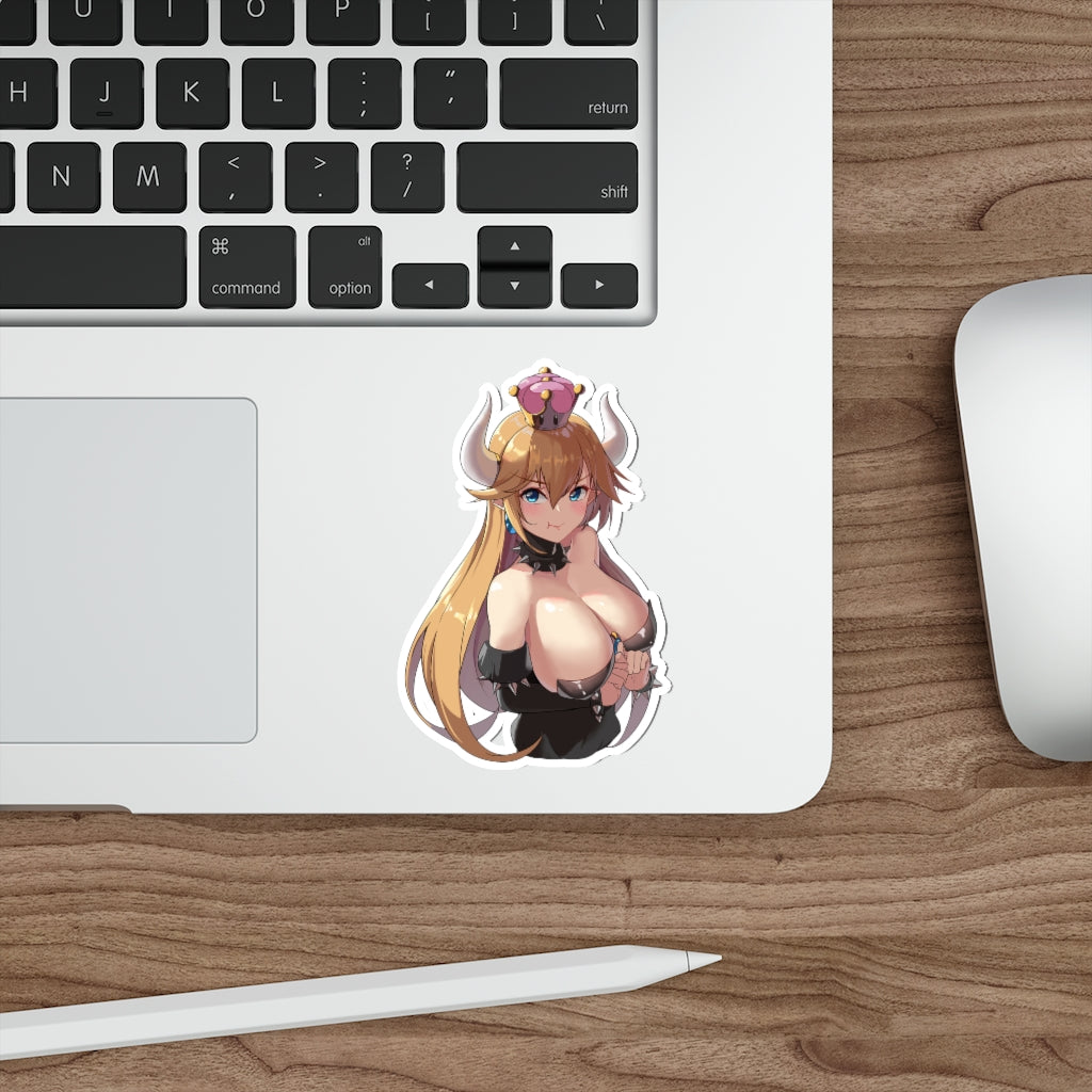 Big Boobs Bowsette Waterproof Sticker - Ecchi Vinyl Decal