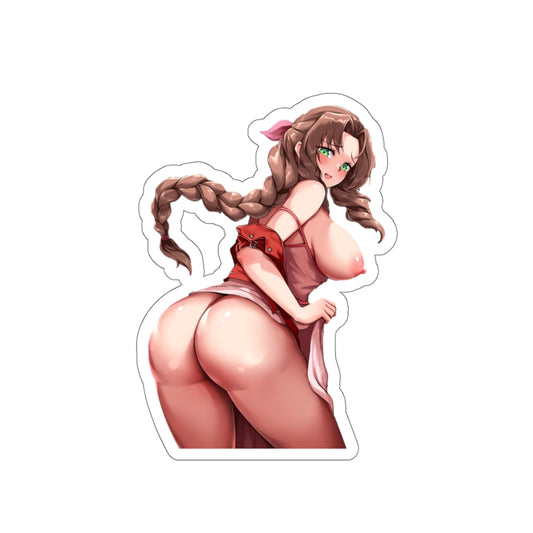 Autocollant étanche Final Fantasy 7 - Autocollant de voiture en vinyle Ecchi Aerith Big Butt Anime - Autocollant érotique FF7