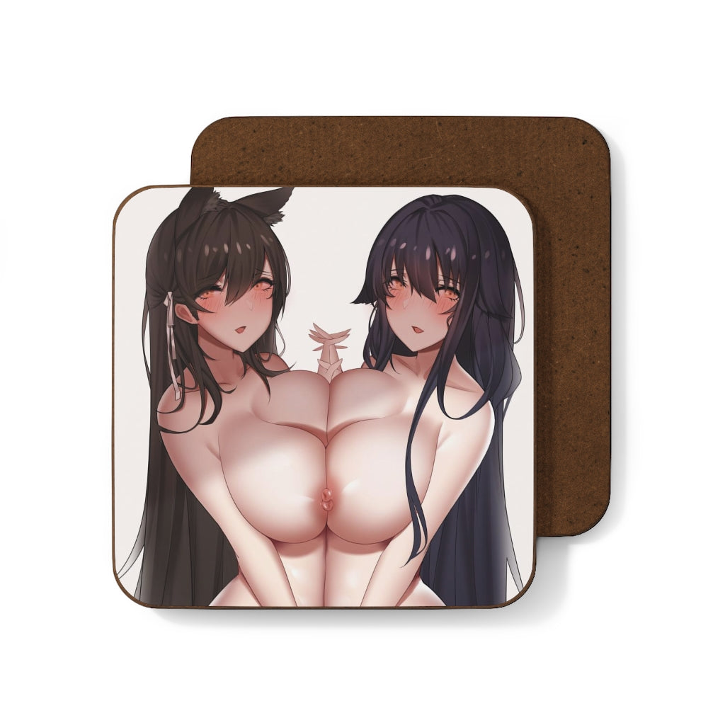 Azur Lane Sexy Coaster - Hardboard Back Coaster - Naughty Gift - Topless Boobs Atago and Azuma
