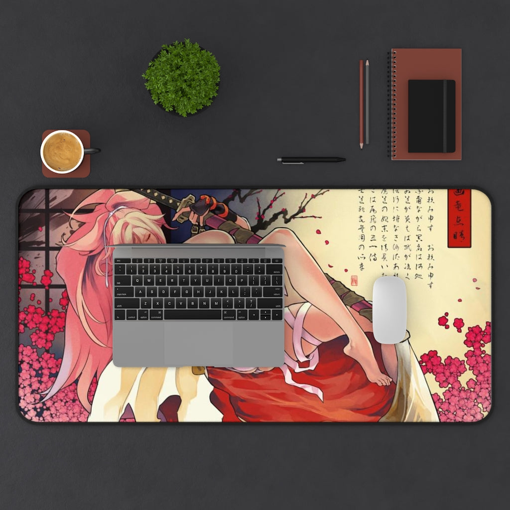 Guilty Gear Sexy Mousepad - Baiken Japanese Gaming Desk Mat - Ecchi Ukiyo-e Playmat