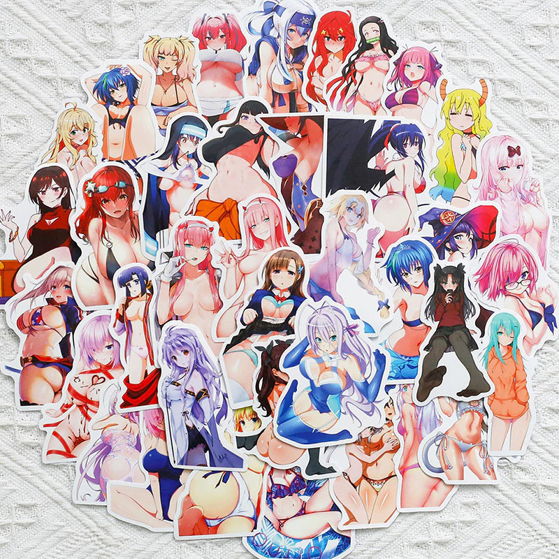 Anime Girls Stickers | 50/100Pcs - Kawai Anime | Anime Waifu Stickers | for Laptop ,Mobile, Luggage ,Car Sticker.