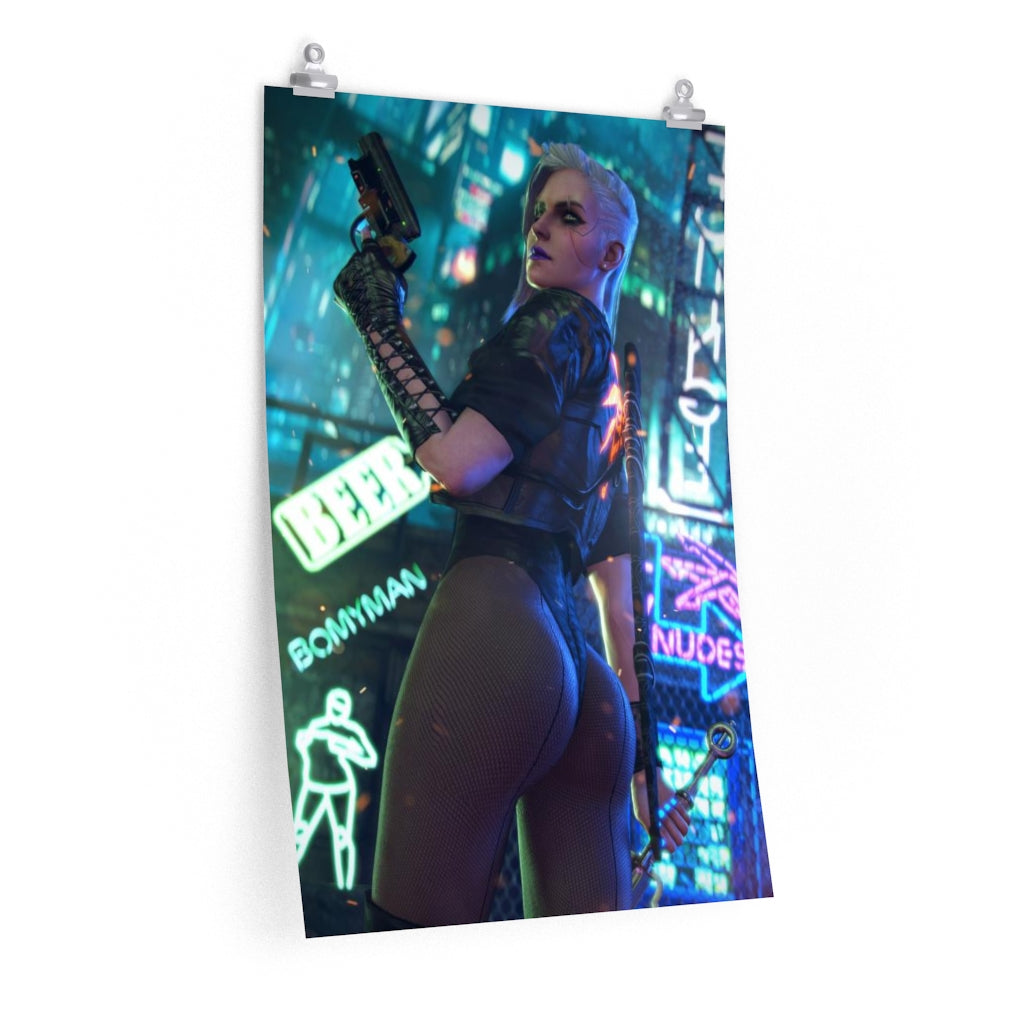 Ciri The Witcher Sexy Butt Cyberpunk 2077 Poster - Lewd Premium Matte Vertical Poster - Adult Wall Art