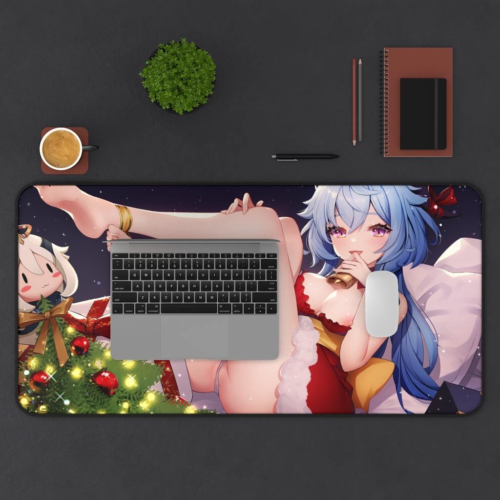 Genshin Impact Ecchi Mousepad - Christmas Lingerie Ganyu Landy Santa - Large Desk Mat - Sexy Playmat