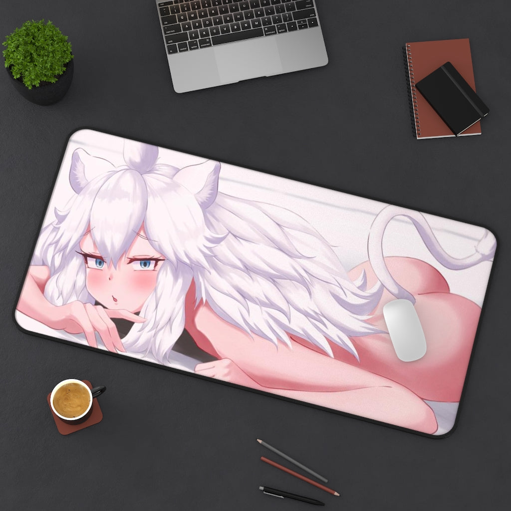 Nude White Lion Kemono Friends Desk Mat - Non Slip Mousepad