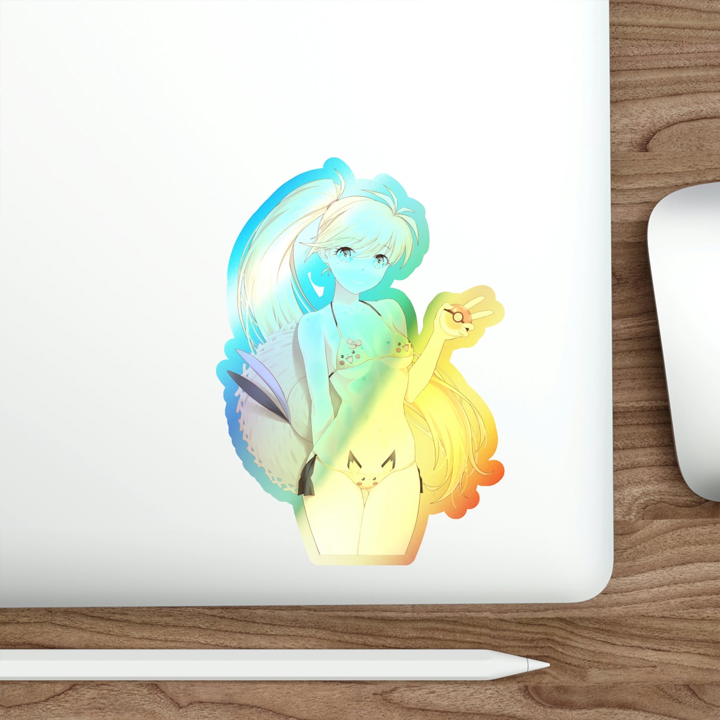 Holographic Pokemon Sticker - Sexy Pikachu Anthro - Ecchi Holographic Car Decal