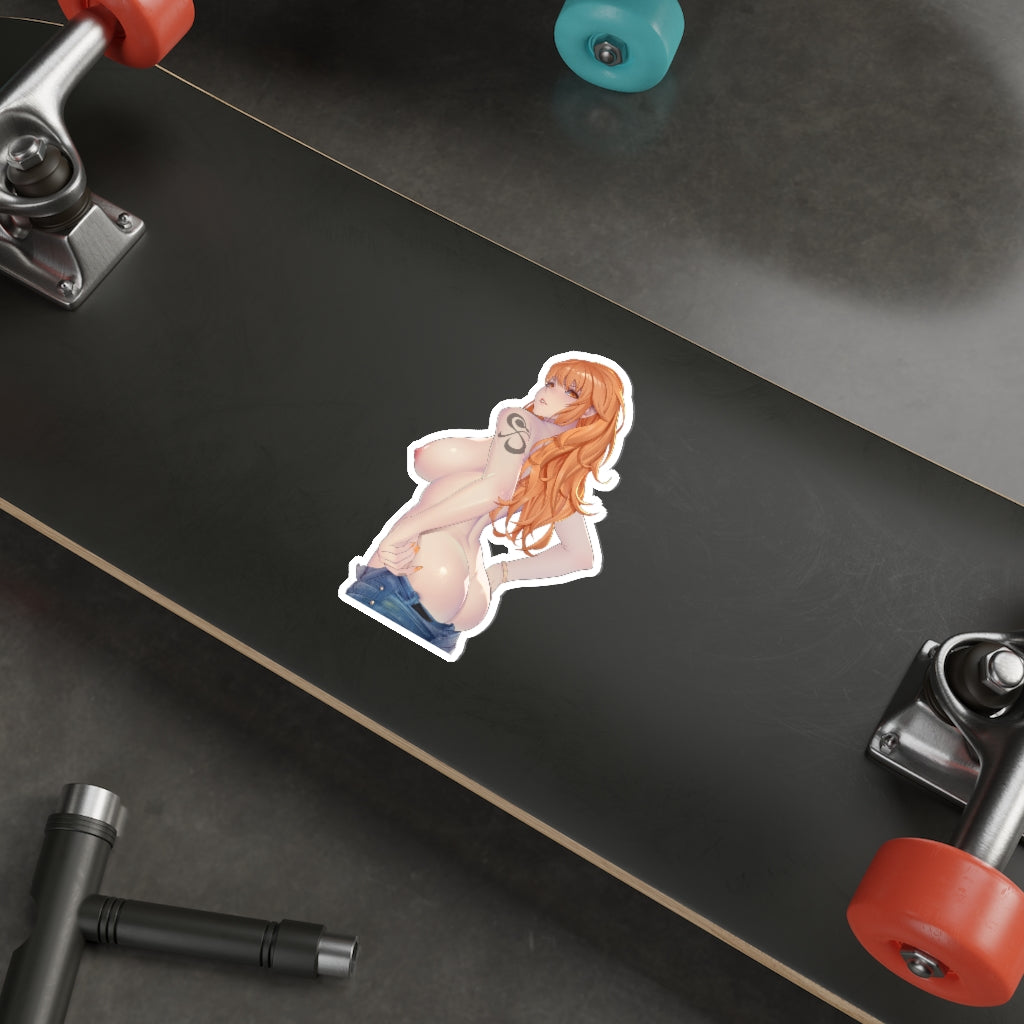 One Piece Anime Waterproof Sticker - Thicc Undressing Nami Vinyl Decal