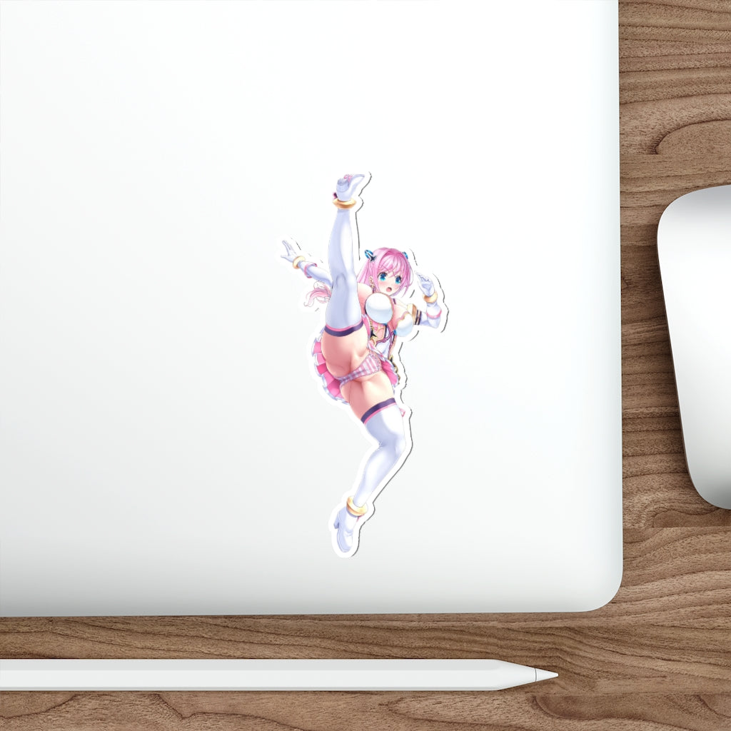 Cheery Pink Aigan Tenshi Sexy Kick Waterproof Sticker - Ecchi Vinyl Decal