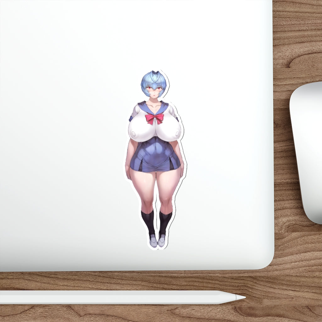 Evangelion Sticker - Rei Oppai School Outfit Waterproof Sticker Ecchi - Anime Car Decal