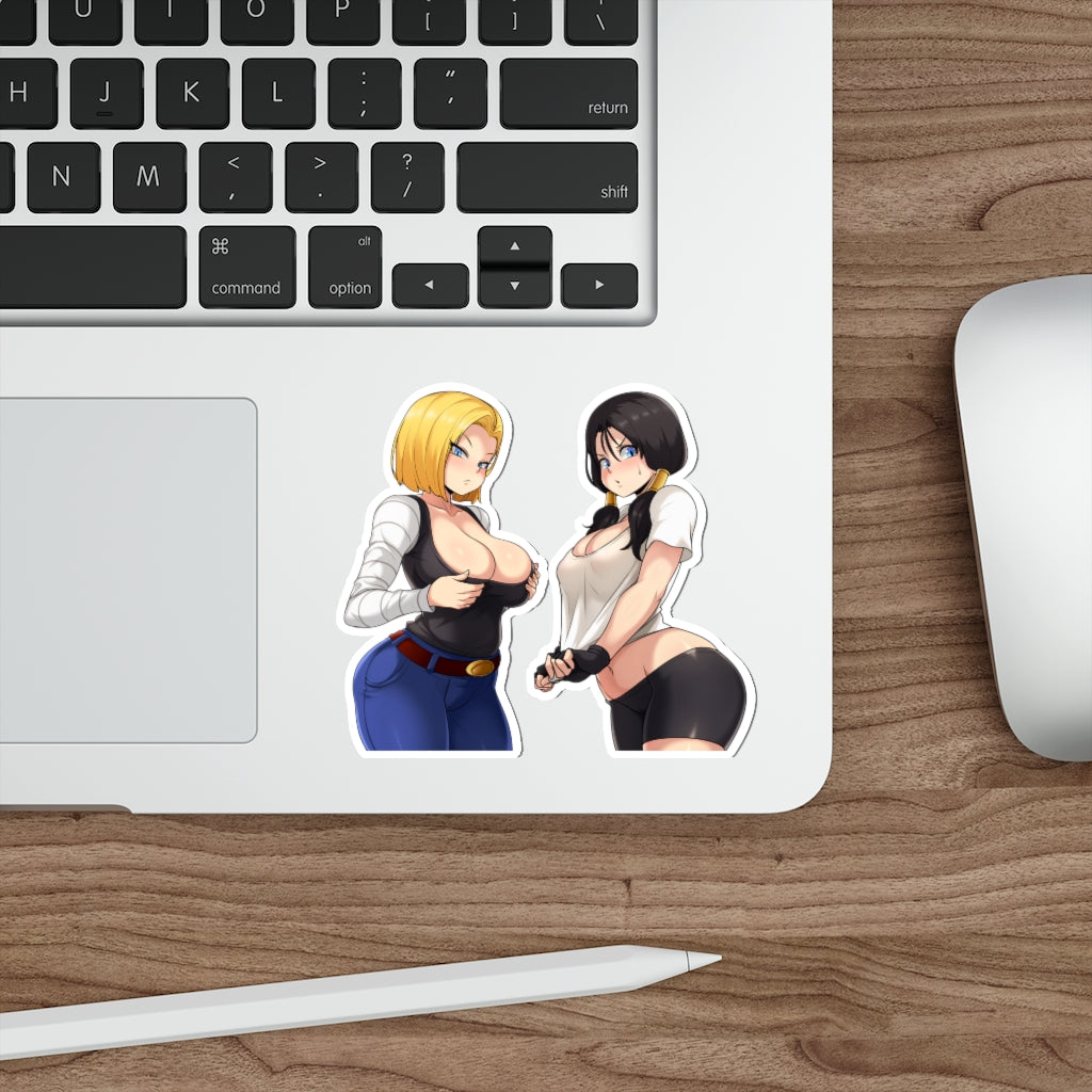 Dragon Ball Z Ecchi Waterproof Sticker - Thicc Baddies Android 18 and Videl Vinyl Anime Decal