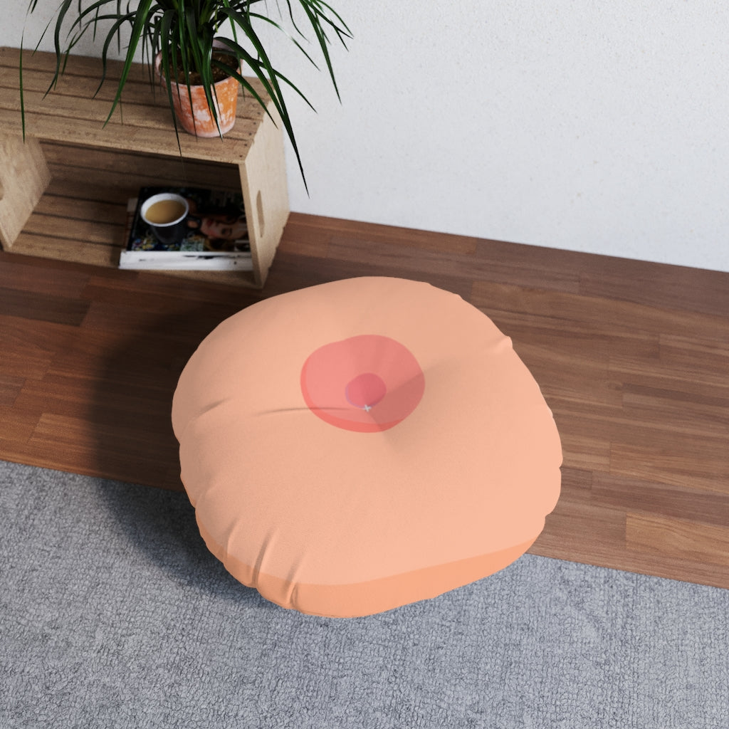 Boob Tufted Floor Pillow, Round Tit Nipples Pillow