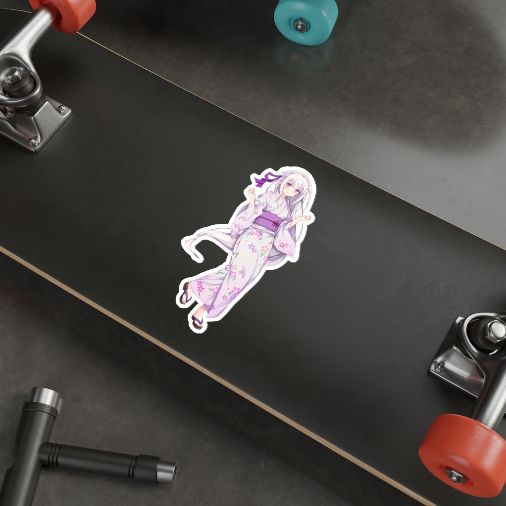 Re Zero Emilia Kimono Waifu Waterproof Sticker - Ecchi Vinyl Decal