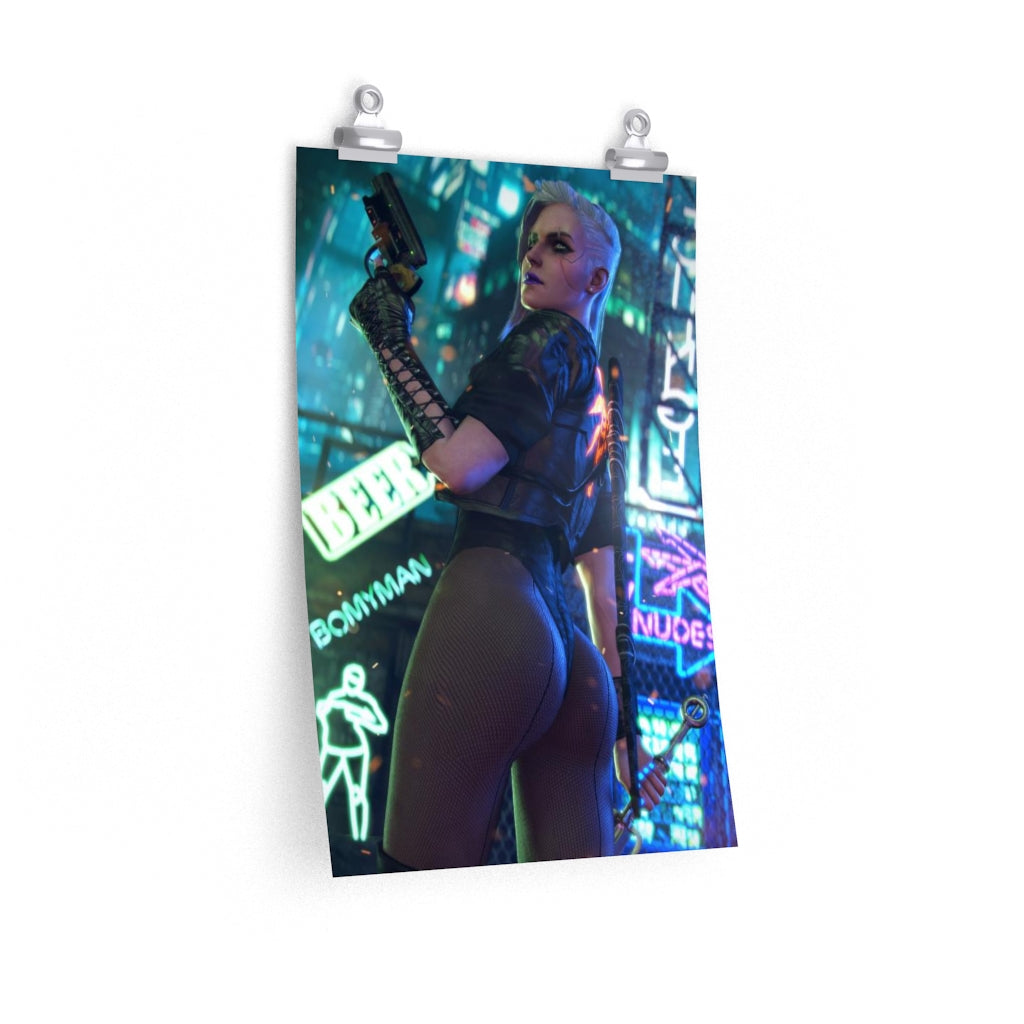 Ciri The Witcher Sexy Butt Cyberpunk 2077 Poster - Lewd Premium Matte Vertical Poster - Adult Wall Art