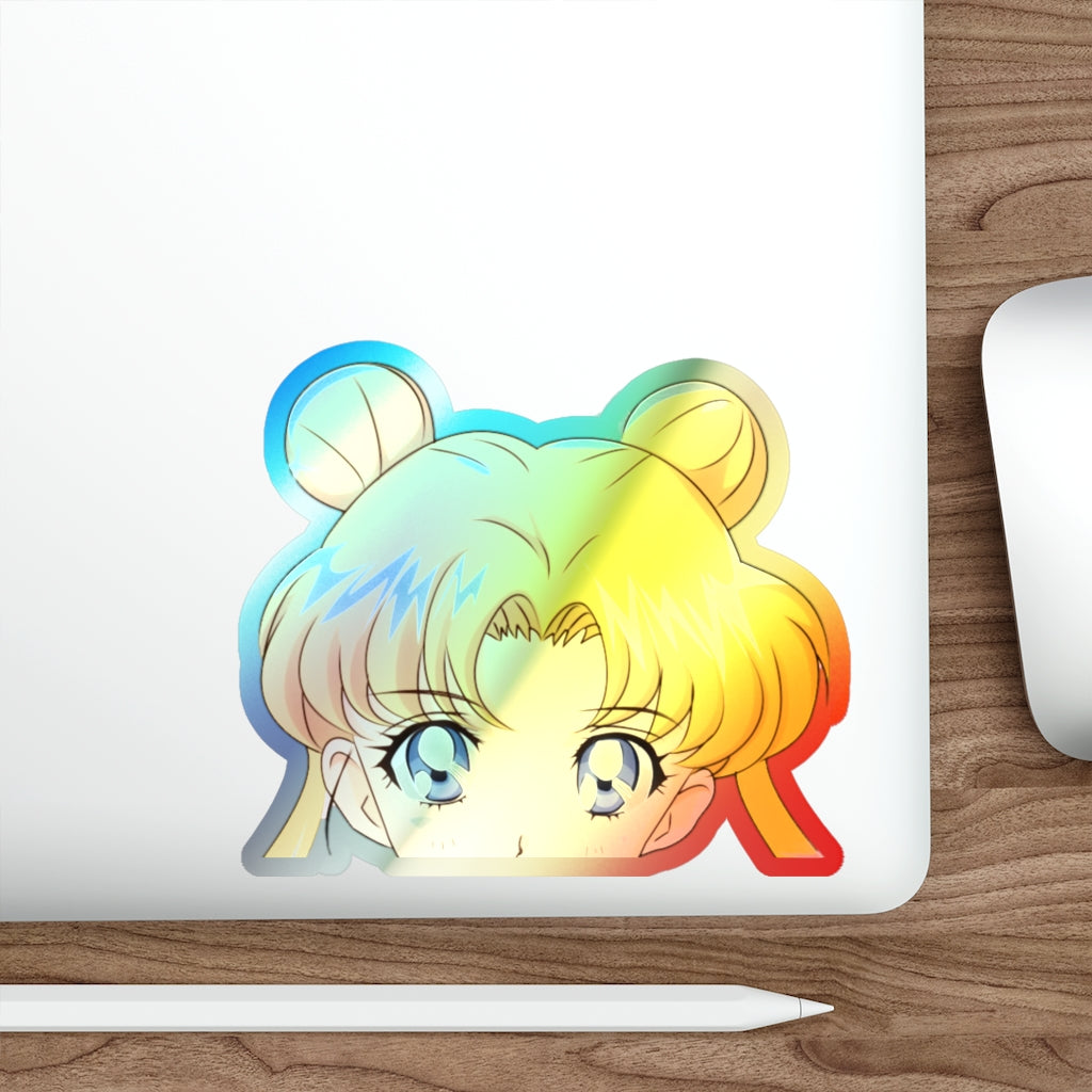 Holographic Sailor Moon Sticker - Anime Peeker Usagi Tsukino - Peeking Holographic Car Decal