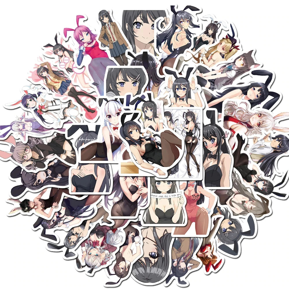 Anime sexy Stickers | 50/100Pcs - sexy Anime | Sexy Waifu Stickers | for Laptop ,Mobile, Luggage ,Car Sticker.