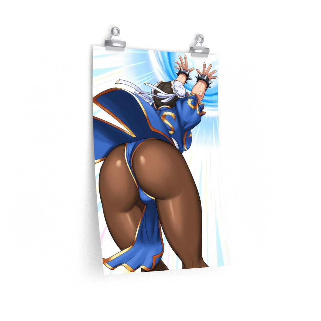 Chun Li Sexy Kikoho Butt Street Fighter Ecchi Poster - Lewd Premium Matte Vertical Poster - Adult Wall Art