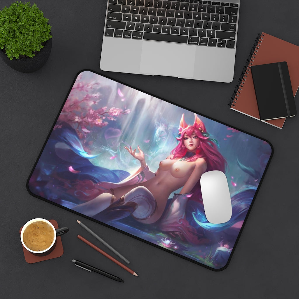 Pink Ahri Sexy Mousepad - League of Legends Ecchi Desk Mat - LoL Gaming Playmat