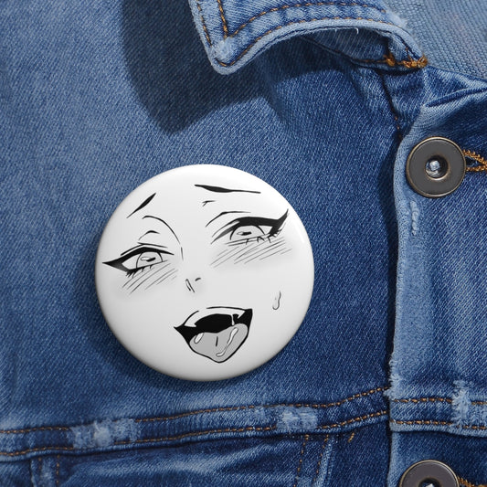 Ahegao Face Pin Button - Ecchi Anime Pin